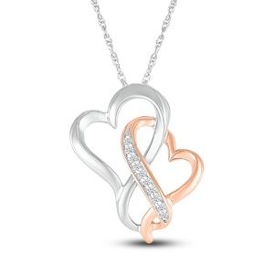 NEW Jared Diamond Heart Necklace 1/20 ct & 10K Two-Tone Gold